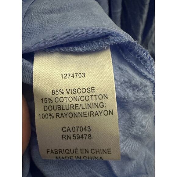 HAUTE HIPPIE Blue Boho Contrast Stitching Midi-Maxi Smocked Tie Dress XL NWOT - Picture 4 of 4